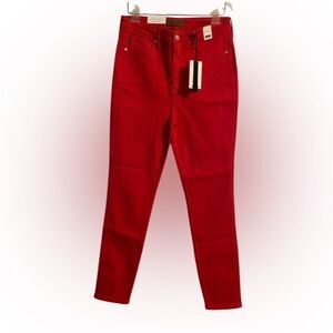 NWT Judy Blue Red Tummy Control Garment Dyed Skinny Jeans Size 11/30